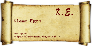 Klemm Egon névjegykártya